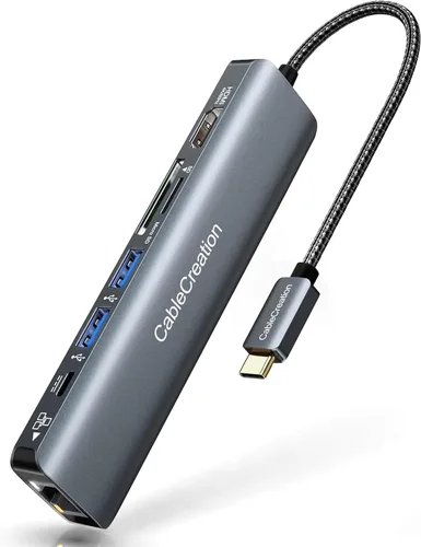 Vista 10 de Hub USB C, adaptador multipuerto USB C 5 en 1 a HDMI, 100 W PD, 3 puertos USB 3.0 para MacBook Pro, MacBook Air M1/M2, iPad Pro, Surface Pro, XPS