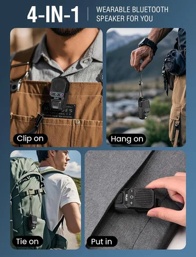Vista 5 de GBEAST Altavoz Bluetooth Portátil Vestible Actualizado 2026, Mini Altavoces Portátiles con Clip, Tiempo de Reproducción Todo el Día, Impermeable