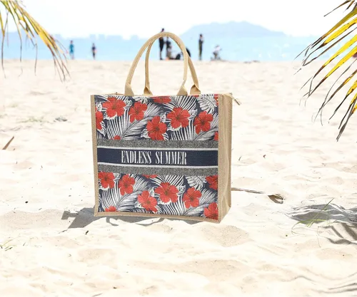 Vista 118 de Bolso grande de paja para mujer, tejido de ratán, bolso de playa de verano, a rayas