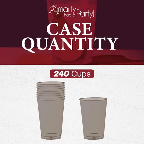 Vista 5 de Smarty Had A Party 240 vasos de plástico desechables de color negro transparente de 12 onzas, vasos de plástico para fiestas, eventos, bodas claro