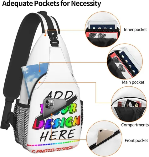 Vista 4 de Mochila personalizada bandolera personalizada Crossbody Sling Bags Ocio Deportes al aire libre Bolsa personalizada para hombres Mochila