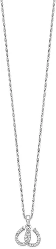 Vista 2 de Collar de plata de ley 925 con circonita cúbica de doble herradura dije de buena suerte cuerno italiano joyería fina para mujer regalos para ella