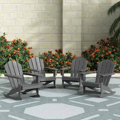 Vista 11 de WestinTrends Silla mecedora Malibu de poliéster para exterior/patio Adirondack, Negra
