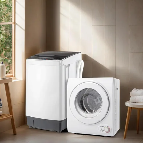 Vista 2 de ROVSUN Secadora de Ropa Portátil de 1.5 Pies Cúbicos y Lavadora Completamente Automática de 17.6 Libras, Juego Combinado de Lavadora y Secadora
