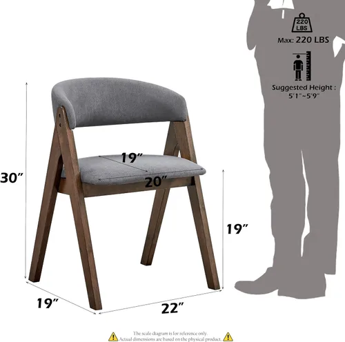 Vista 9 de Acme Keiki - Silla auxiliar de madera y tela en nogal y gris (juego de 2)