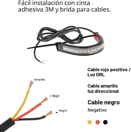 Vista 3 de 2 piezas flexibles Switchback de doble color blanco y ámbar para motocicleta LED horquilla intermitentes DRL luz diurna impermeable ajustable kit