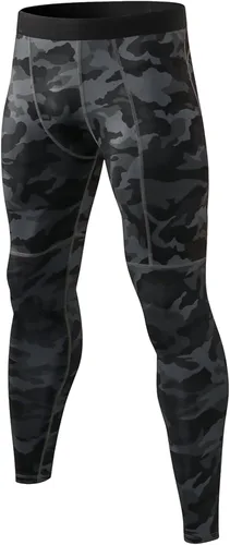 Vista 2 de Pantalones de compresión para hombre, mallas con bolsillos, para deportes de secado fresco, mallas atléticas para baloncesto y correr