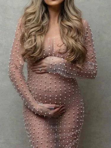 Vista 5 de Vestido de mujer con perlas