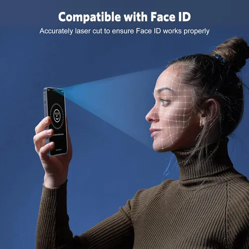 Vista 7 de OMOTON Protector de pantalla y protector de lente de cámara para iPhone 13 con ayuda de instalación de marco