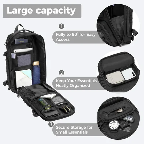 Vista 2 de OZUKO - Bolso bandolera para hombre, mochila cruzada Negro