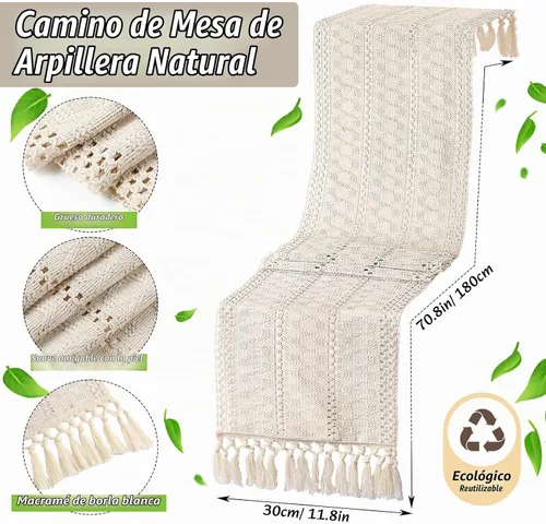 Vista 3 de Juego de camino de mesa y manteles individuales bohemios, 4