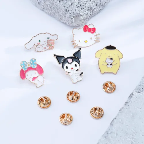 Vista 4 de Lindos pines de estilo gato de gatito con diseño de caricaturas, pines de solapa esmaltados para mochilas, Acero inoxidable, multicolorfantasía