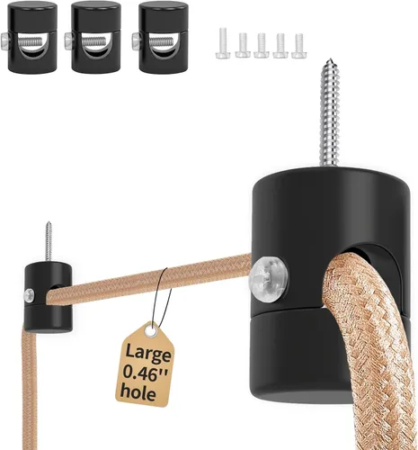 Vista 16 de Paquete de 3 Ganchos de Techo Mejorados, Ganchos de Techo Ajustables de Aluminio para Colgar Luces, Gancho Colgante Negro de Servicio Pesado, Gancho