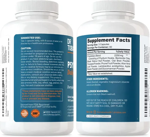 Vista 9 de Dr. Tobias Probióticos y prebióticos inmunes profundos y psyllium diario, apoya la salud digestiva, la función inmune intestinal, suplemento diario