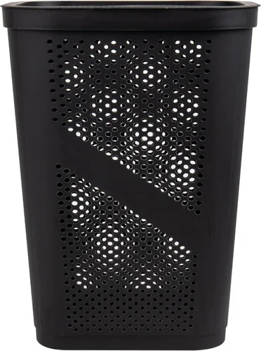 Vista 5 de Mind Reader Cesto delgado para ropa sucia con tapa, 60 L, diseño cónico para baños, armarios, plástico, juego de 2, color negro