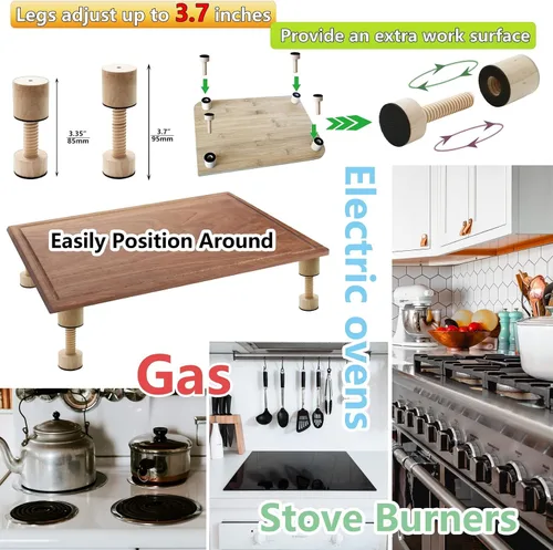 Vista 7 de Tabla de cortar patas ajustables, patas ajustables de madera para tabla de cortar de encimera, kit para elevar y antideslizante tus tablas de cortar