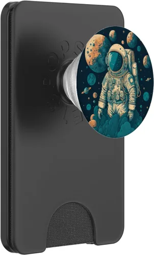 Vista 7 de Astronauta espacial y los planetas PopSockets intercambiables PopGrip