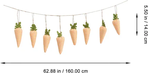 Vista 3 de Pancarta de zanahoria de Pascua, guirnalda de zanahoria de conejo, guirnalda de zanahoria, adorno de pared para fiesta, chimenea, decoración