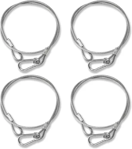 Vista 12 de Cable de seguridad de iluminación con bucles (paquete de 6), cable de seguridad de luz de etapa de carga de 55.1 lbs, cadena de seguridad negra