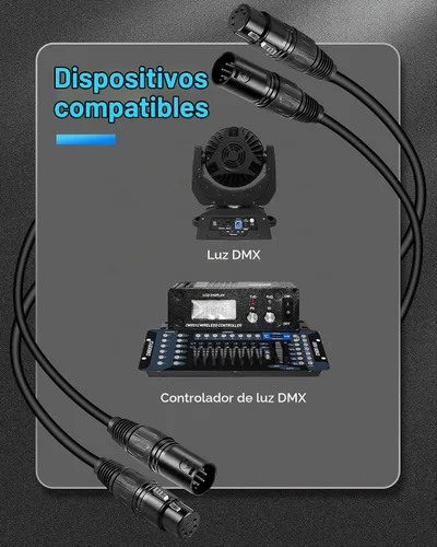 Vista 4 de Paquete de 2 cables DMX de 5 pines de 10 pies con 3 conductores para iluminación de escenario y controlador