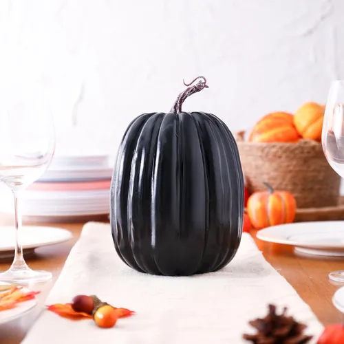 Vista 4 de Lucakuins Calabazas artificiales grandes de 8 pulgadas, calabazas blancas decorativas de espuma, lindas calabazas falsas para decoración del hogar