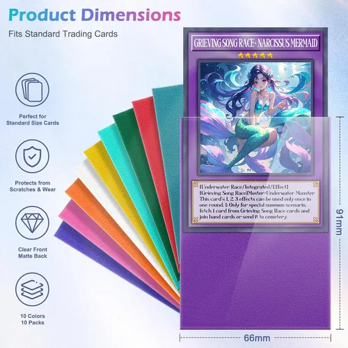Vista 3 de 1000 unidades de fundas para tarjetas de carga superior para cartas coleccionables, 10 colores de fundas suaves para tarjetas de béisbol estándar