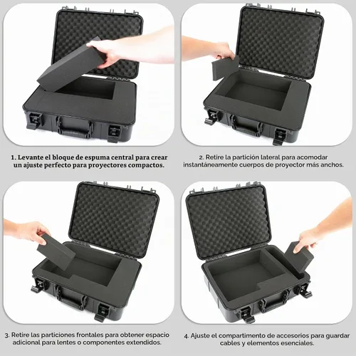 Vista 4 de CASEMATIX Funda de viaje para proyector de carcasa rígida compatible con proyectores Epson VS250 SVGA, VS350 XGA, VS355 WXGA con cable HDMI
