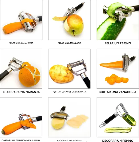 Vista 4 de DEISS PRO Dual – Pelador en juliana y pelador de verduras — Mango cómodo antiderrapante — Herramienta increíble para preparar ensaladas y fideos