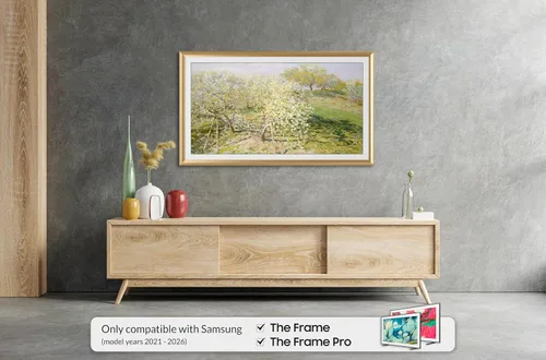 Vista 2 de Marco de TV prismático de aleación de 32 pulgadas color oro pálido, compatible solo con televisores Samsung The Frame