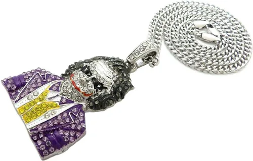 Vista 4 de Pyramid Jeweler Caja con colgante para hombre Hip Hop Iced Out Joker, cadena cubana CZ Miami Cuban Collar