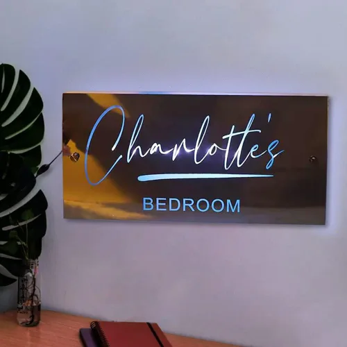 Vista 5 de Espejo con nombre personalizado, lámpara colgante de pared, letrero personalizado para arte luz RGB, letreros nocturnos de neón montados, decoración