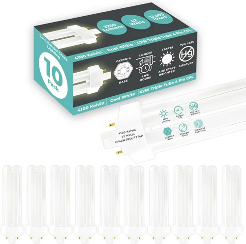 Vista 29 de GoodBulb Bombillas CFL de 13 W, base GX23 de 2 pines, 2700 K, blanco suave, 13 W, alto rendimiento, 800 lúmenes, bombillas fluorescentes compactas