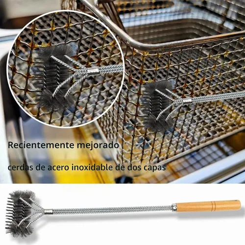 Vista 4 de Herramientas de limpieza para freidoras de 3 piezas, cepillo de limpieza de freidora de acero inoxidable