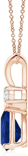 Vista 99 de Angara Colgante de lágrima de zafiro azul natural con diamante en plata/oro macizo de 14 quilates/platino Cumpleaños, compromiso, aniversario