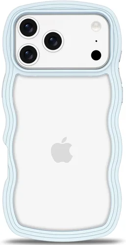 Vista 103 de Anuck Funda para iPhone 13 Pro con borde ondulado, diseño trasero transparente, agarre antideslizante, forma de marco rizado ondulado, a prueba