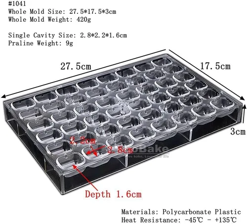 Vista 2 de 48 cavidades rectángulo cubo píldoras forma de policarbonato duro plástico chocolate molde caramelo hielo moldes Sugarcraft moldes DIY hornear