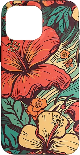 Vista 19 de iPhone 16 Vintage Hawaii Hibiscus Pattern Retro Tropical Hawaiian Case