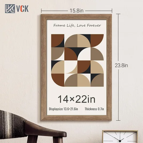 Vista 327 de VCK Marcos para póster de madera maciza de 22.375 x 34 pulgadas, marco de fotos A1 negro con montaje en pared, paquete de 3