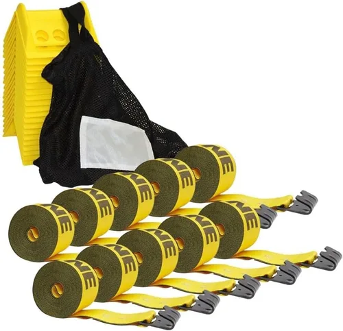 Vista 17 de Mytee Products Kinedyne Correas de Cabrestante 4" x 30' Azul Resistentes para Sujeción con Ganchos Planos WLL# 5400 lbs Control de Carga de 4