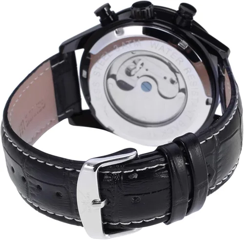 Vista 5 de forsining hombres de la marca de lujo automático self-wind Calendario Reloj con correa de piel jag16556m3b1