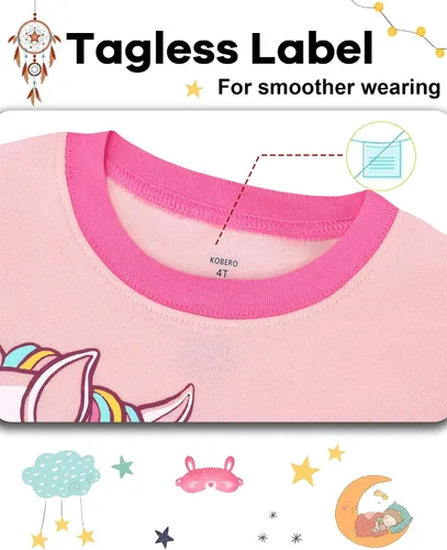 Vista 2 de KOBERO Pijamas de Navidad para niños y niñas de 18 meses-12 años, ropa de dormir 100% algodón