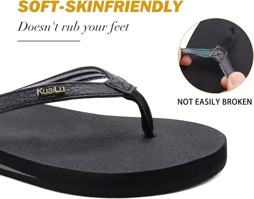 Vista 6 de KuaiLu Chanclas con soporte de arco para mujer, cómodas sandalias de yoga para caminar