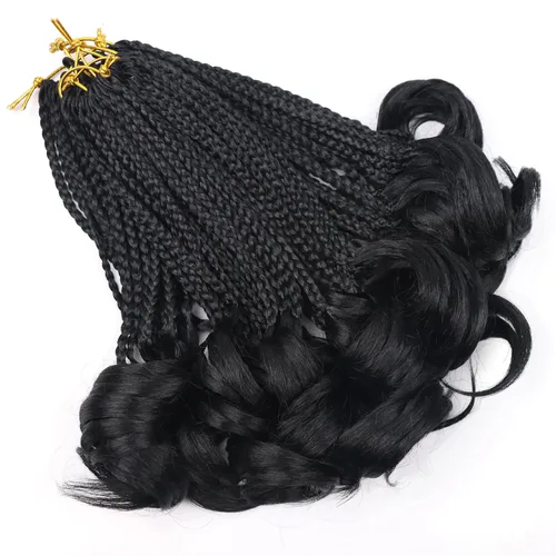 Vista 6 de Cabello para Trenzas Rizo Francés Color 1 Trenzas de Ganchillo Rizo Francés 10 Pulgadas Trenzas de Caja Cabello de Ganchillo para Mujeres y Niños