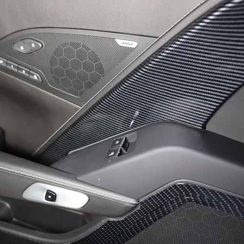 Vista 4 de Cubierta de la decoración del panel de puerta de la cabina de la fibra de carbono para Chevrolet Corvette C7 2014-2019
