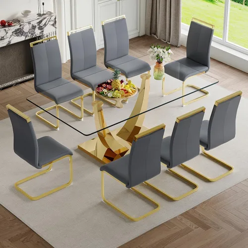 Vista 47 de Mesa de comedor moderna para mesa de comedor de mármol sintético de 4/6, 63 pulgadas, mesa de cocina rectangular, mesa de cocina y comedor de fácil