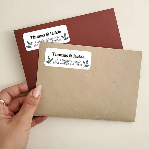 Vista 2 de Custom Christmas Return Address Labels Holiday Greetings Cards Envelope Mailing Address Sticker Personalized Winter Wedding Addressing
