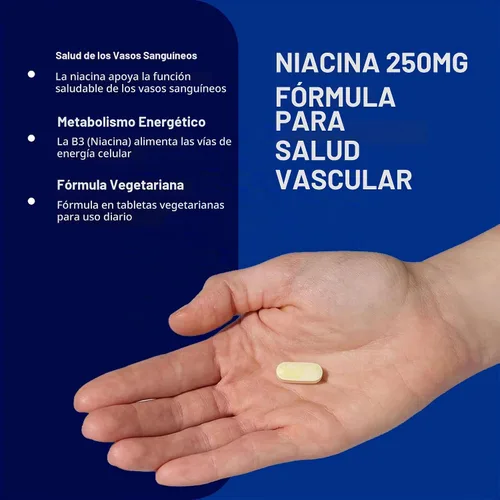Vista 4 de GNC Niacina 250 mg, apoya la salud de los vasos sanguíneos, 100 tabletas vegetarianas