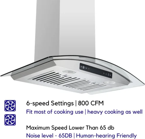 Vista 9 de Vesta Amsterdam - Campana extractora de acero inoxidable de 800 CFM de 36 pulgadas con potente motor, control táctil/gestos, ventilación superior