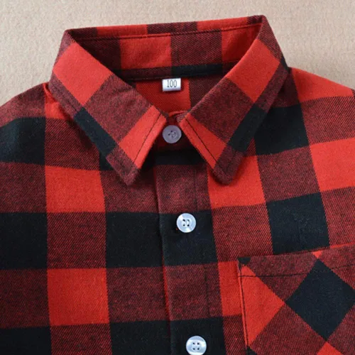 Vista 4 de Camisa de franela a cuadros de manga larga con botones para niños pequeños