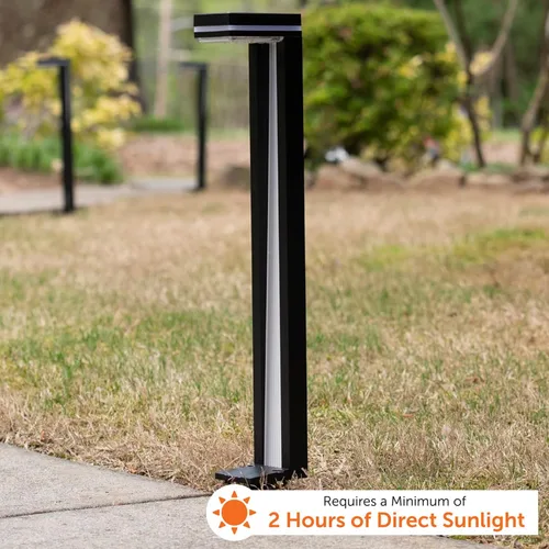 Vista 5 de Gama Sonic Sentry 92iP260082 - Lámpara solar para caminos para exteriores, aluminio fundido resistente, moderna pasarela vertical, blanco brillante